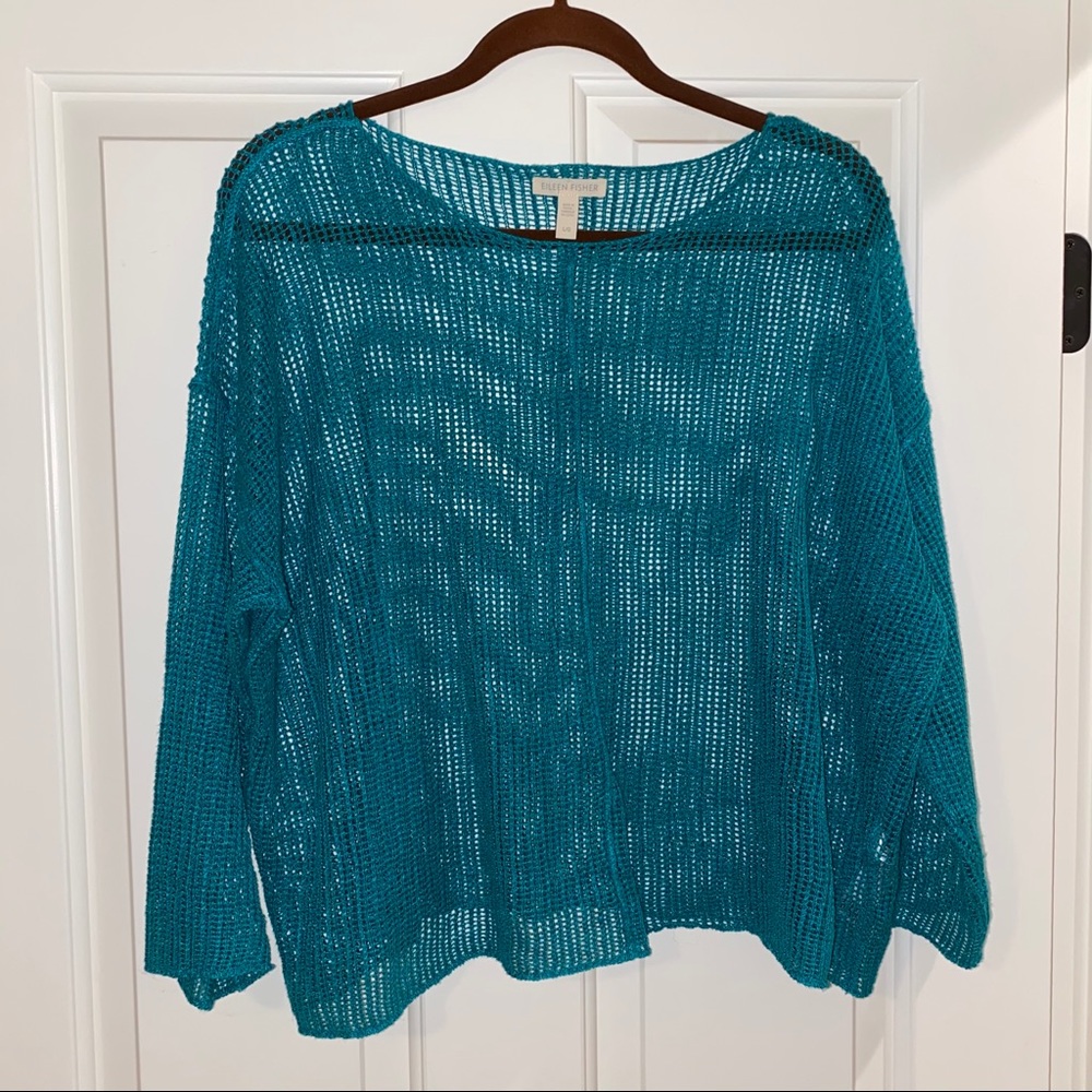 NWOT - Eileen Fisher Woven Sweater - Emerald Green